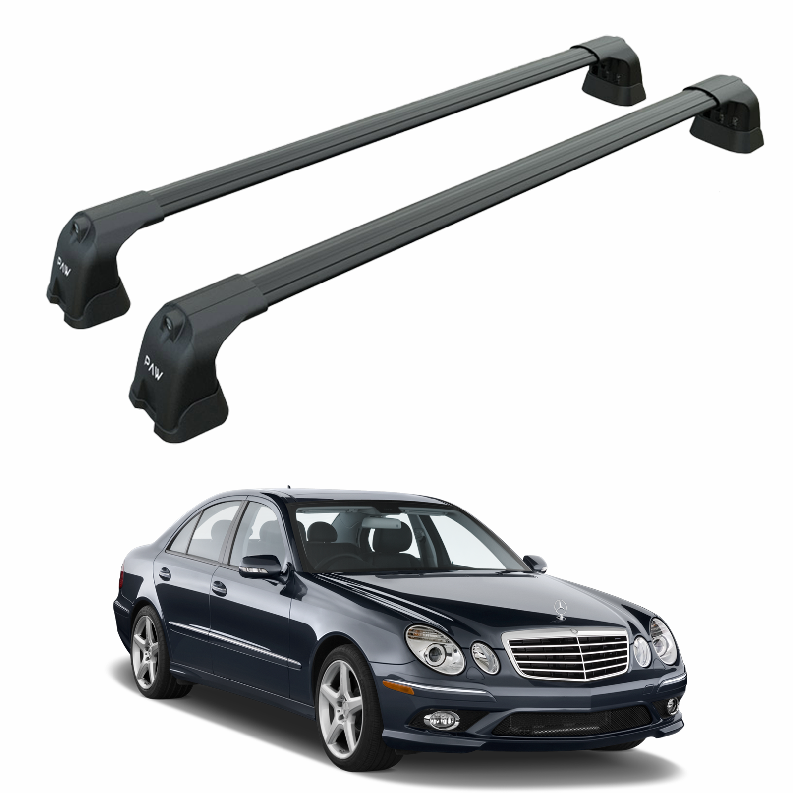 For Mercedes E Sedan W211 2002-2010 Roof Rack Cross Bars Fix Point Alu Black For Mercedes E Sedan W211 2002-2010 Roof Rack Cross Bars Fix Point Alu Black